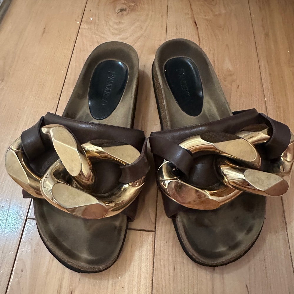 JW Anderson Leather Chain Slide Sandals
